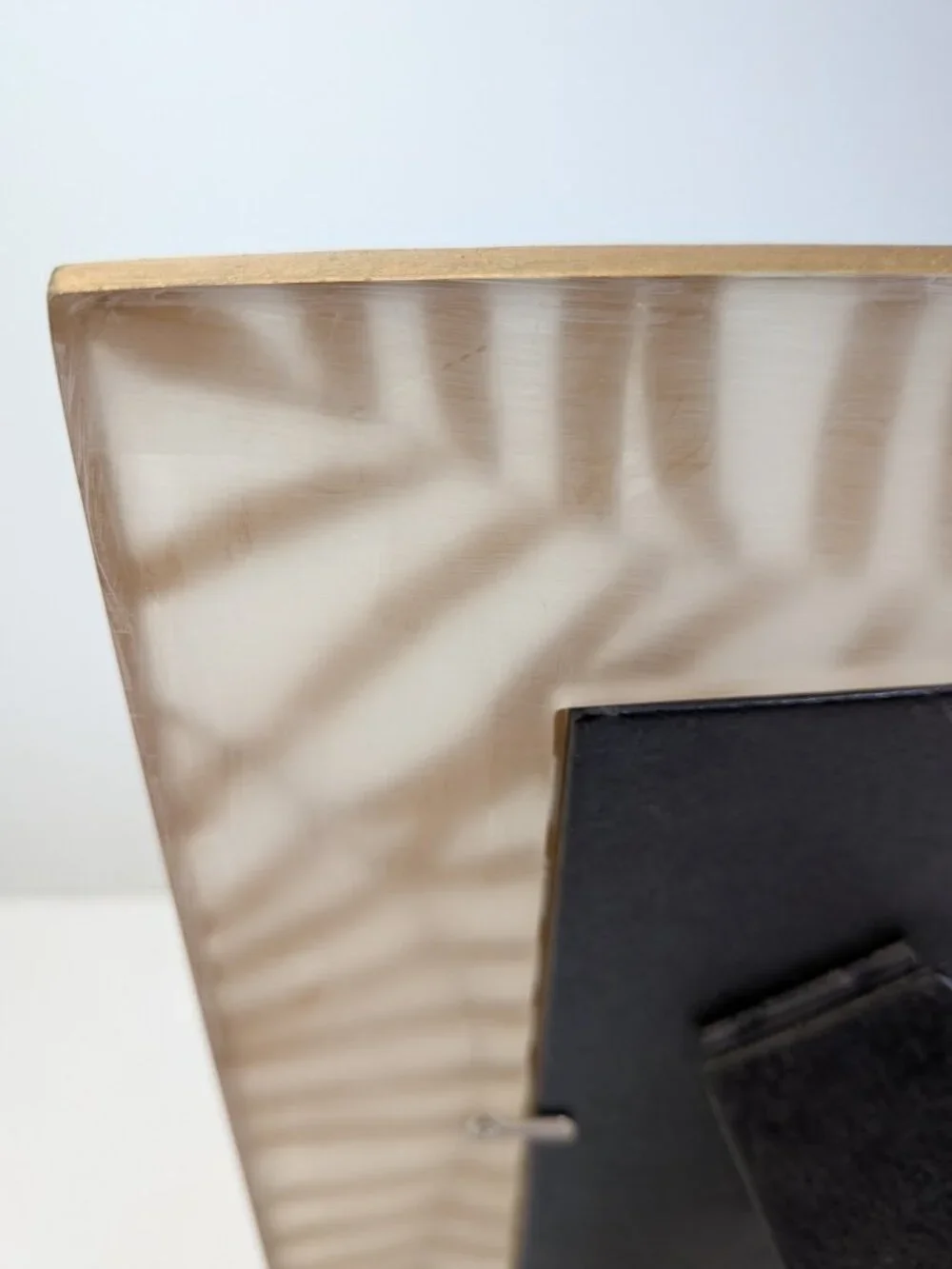 Vintage Textured Gold Palm Leaf Frosted Glass Photo Frame 5x7 Heavy Tabletop